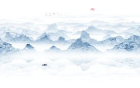 新中式禅意山水画电视背景墙