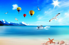 蓝天白云雪山大海