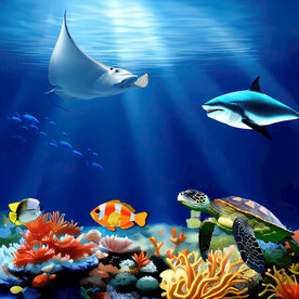 卡通海底世界儿童乐园房