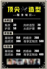 理发店价目表