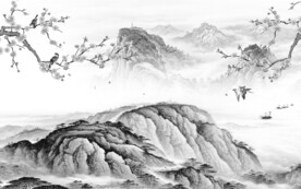 大气 客厅灰色山水 TiF分层