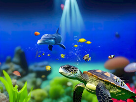 海底世界海龟背景墙