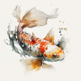 年年有鱼水彩画鲤鱼