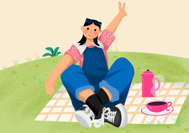 扁平女孩耶郊游