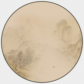 圆形山水画小品