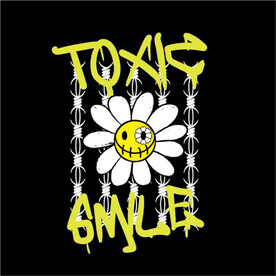 笑脸花朵字母印花图案