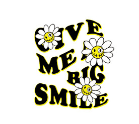 笑脸花朵字母印花图案