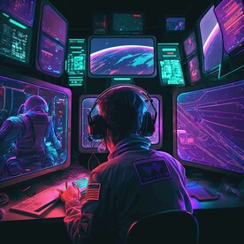 卡通宇宙飞船驾驶舱