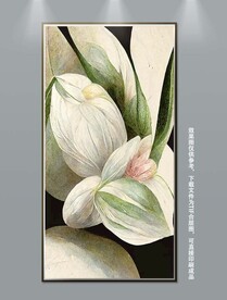 美式侘寂花卉立体油画装饰画