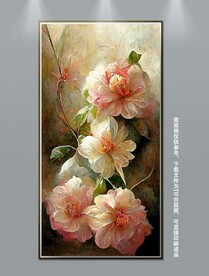 手绘牡丹花立体花卉装饰画