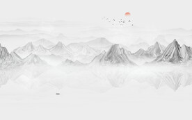 中式水墨山水画电视背景墙