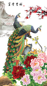 孔雀牡丹图