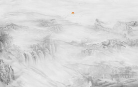 大理石水墨山水画