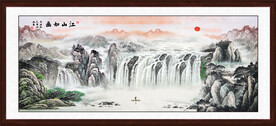 江山如画国画旭日东升山水画