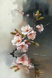 水中桃花