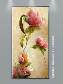 高贵华丽复古花卉艺术玄关装饰画
