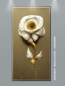 现代手绘花朵花卉植物玄关装饰画