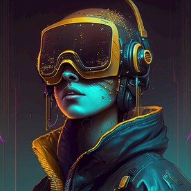 戴VR眼镜的女孩