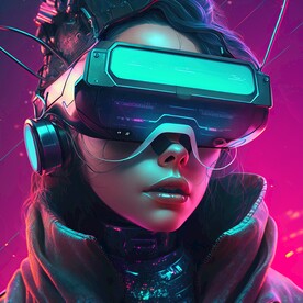 戴VR眼镜的女孩