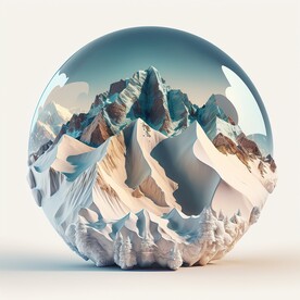 水晶球内的山地景观