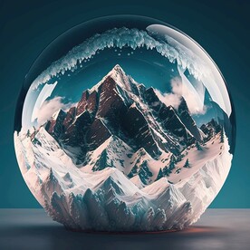 水晶球内的山地景观