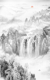 竖幅玄关山水画