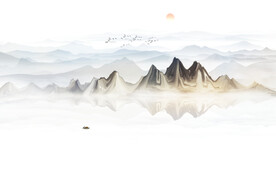 现代抽象电视背景墙山水画