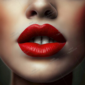 涂口红的嘴唇