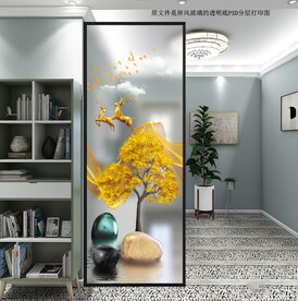 高清分层透明底屏风玻璃打印图