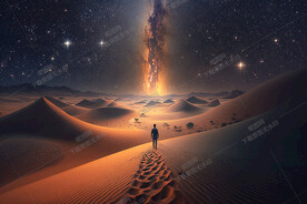 夜晚的沙漠星空