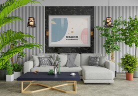 客厅沙发背景画框装饰画样机