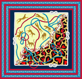 方巾豹子绳子图