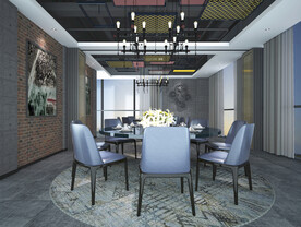 工业风餐厅效果图