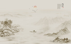 新中式山水情背景墙