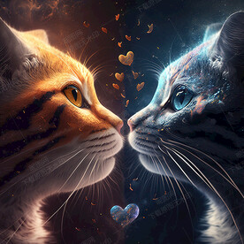 相互依偎的爱心小猫