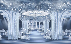 蓝白色星空主题婚礼效果图