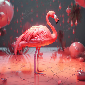 火红的火烈鸟