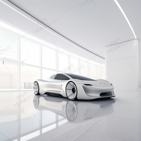 白色房间里的跑车