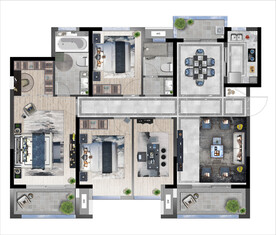 新中式户型彩平图 