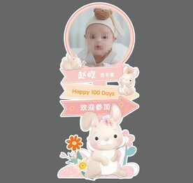 卡通小兔子主题宝宝宴指引牌迎宾
