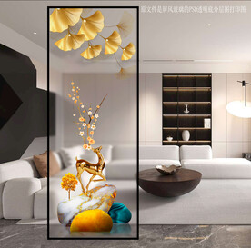 高清分层透明底屏风玻璃打印图