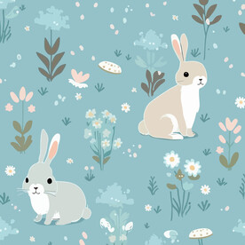 兔子布料底纹卡通多彩图案