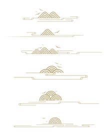 中式中国风线性云纹山纹祥云纹