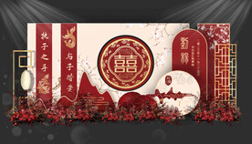 红色婚礼香槟色答谢宴婚宴设计