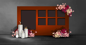 红色婚礼照片墙