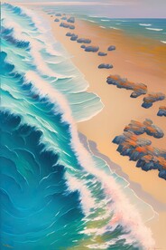 海浪油画