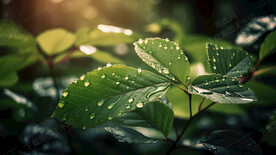 布满水珠的树叶