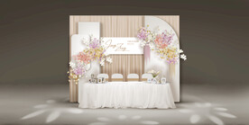 粉白色婚礼签到区