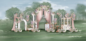 粉色户外迎宾区