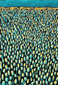 蓝色花海抽象画